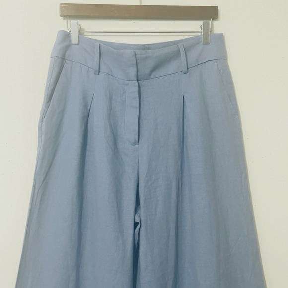 House of Harlow 1960 Wide Leg Linen Blend Pants Size 8 Blue Coastal Boho Casual - Picture 2 of 9